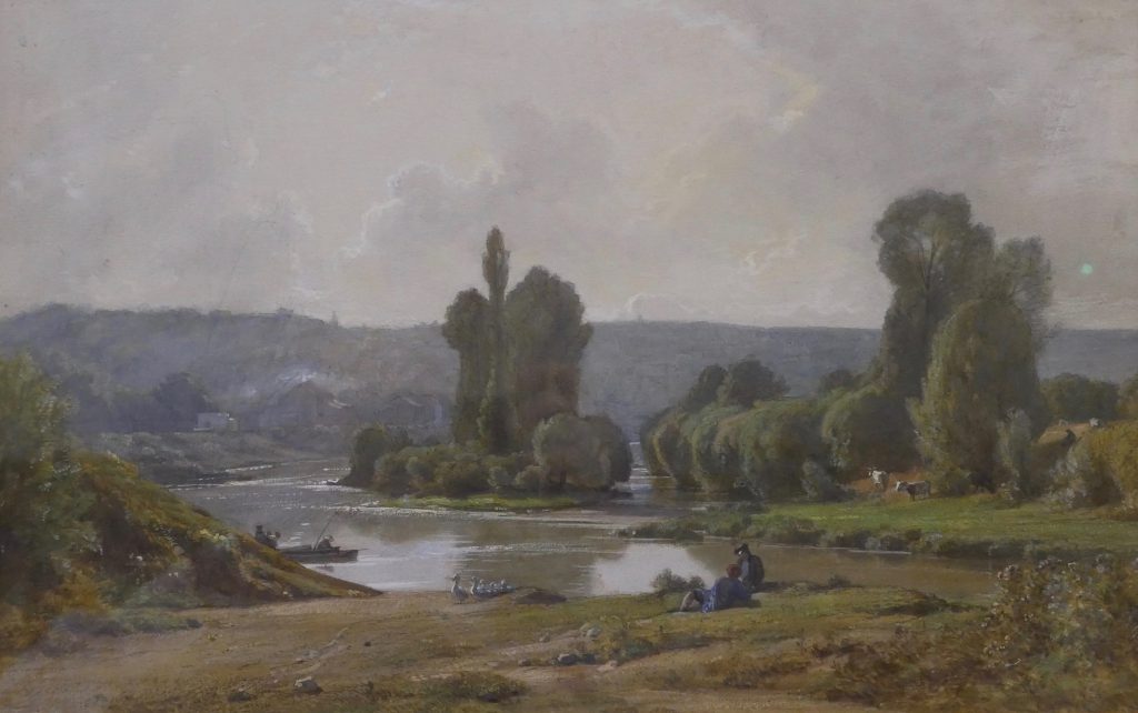 Scene beside a river in France
